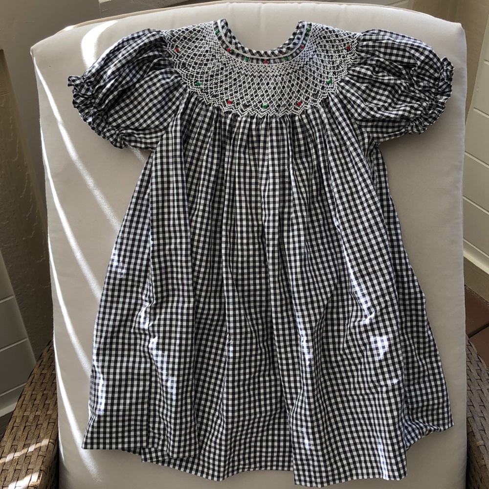 Girls smocked checkered dress